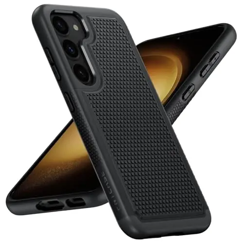 FNTCASE для Samsung Galaxy S23: двухслойный прочный защитный чехол для телефона, противоударный, прочный, с нескользящей текстурой - защита от падений в стиле милитари - прочный бампер - 2023, 6,1 дюйма, черный - FNTCASE