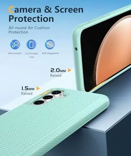 FNTCASE для Samsung Galaxy S23-FE: Двухслойный защитный чехол для телефона, прочный, полнокорпусный, противоударный, военный класс защиты (мятно-зеленый) 