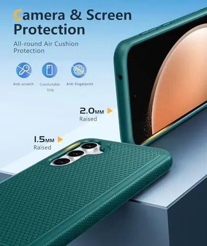 FNTCASE для Samsung Galaxy S23-FE: двухслойный защитный чехол для телефона, прочный, полноразмерный, противоударный, военный класс защиты (темно-зеленый) 