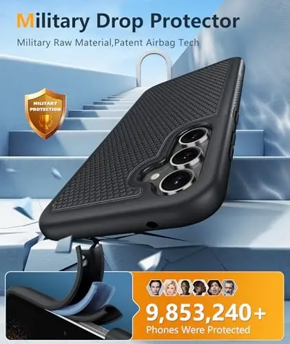 FNTCASE для Samsung Galaxy S23-FE: двухслойный защитный прочный чехол для телефона, прочный, полностью закрывающий корпус, защита от падения, противоударный чехол для телефона военного класса (черный матовый) - 3