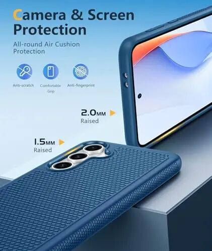 FNTCASE для Samsung Galaxy S24-FE: двухслойный защитный чехол для телефона | Противоударный, прочный, с текстурой против скольжения | Защита от падения военного класса (синий) - FNTCASE