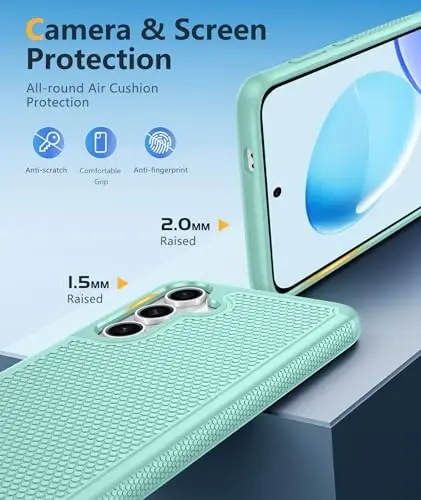 FNTCASE для Samsung Galaxy S25: двухслойный прочный защитный чехол для телефона, противоударный, нескользящий, текстурированный - надежная защита от падений - 2025, 6.2 дюйма (мятно-зеленый) 