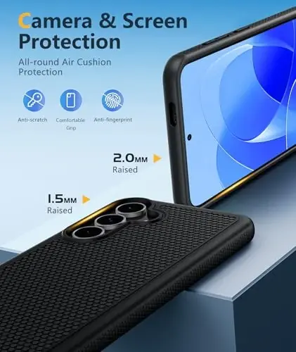 FNTCASE для Samsung Galaxy S25-FE Чехол: Противоударный Защитный Легкий Прочный Прочный Чехол для телефона с Нескользящей Текстурированной Спинкой | Военный Класс Защиты от Падения Бампер Прочный (Черный, 6.7 дюймов) 