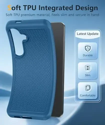 FNTCASE для Samsung Galaxy S25-FE: противоударный защитный легкий прочный чехол для телефона с нескользящей текстурированной задней панелью | Прочная защита от падений военного класса (синий) - 3