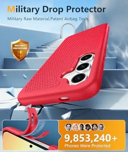 FNTCASE для Samsung Galaxy S25-Plus: S24-Plus двухслойный прочный защитный чехол для телефона, противоударный, нескользящий текстурированный - защита от падения с высоты - 6,7 дюйма (красный) - 4