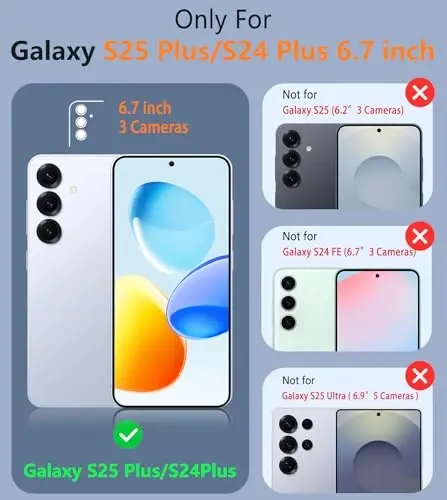FNTCASE для Samsung Galaxy S25-Plus: S24-Plus двухслойный прочный защитный чехол для телефона, противоударный, нескользящий текстурированный - защита от падения с высоты - 6,7 дюйма (красный) - FNTCASE (1)