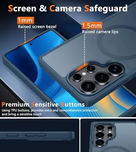 FNTCASE для Samsung Galaxy S25-Ultra Чехол: Матовый полупрозрачный тонкий чехол для мобильного телефона с магнитным кольцом (без хвостика) - Прочный, износостойкий, ударопрочный защитный - Защита от падений военного класса 6,9 дюйма - FNTCASE