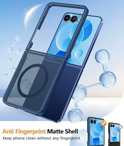 FNTCASE для Samsung-Galaxy Z-Flip-7 магнитный чехол: полупрозрачный матовый текстурированный чехол для телефона с защитой от падений военного класса - прочные ударопрочные защитные бамперы - 4