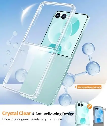 FNTCASE для Samsung-Galaxy Z-Flip-7 Прозрачный чехол: Армейская защита от падений, защита от пожелтения, прочный ударопрочный бампер, прозрачный чехол для телефона - 3