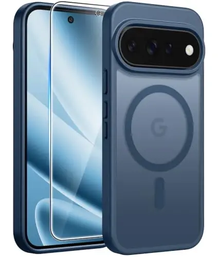 FNTCASE for 11 Pro XL Case, Fit for Magsafe, Screen Protector Blue | Translucent Matte Magnetic Back, 14FT Military Grade Drop Protection, Shockproof Protective Phone Cover, Blue 