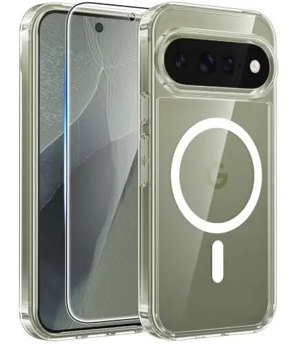 FNTCASE for 11 Pro XL Case, Fit for Magsafe, Screen Protector Clear | Anti Yellowing Magnetic Back, 14FT Military Grade Drop Protection, Shockproof Protective Phone Cover, Transparent - FNTCASE