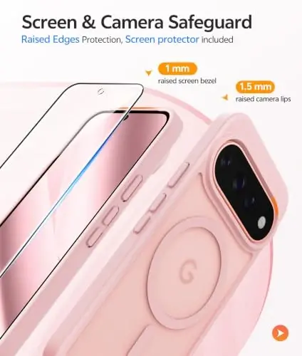 FNTCASE for 11 Pro XL Case, Fit for Magsafe, Screen Protector Light Pink | Translucent Matte Magnetic Back, 14FT Military Grade Drop Protection, Shockproof Protective Phone Cover, Light Pink - 3