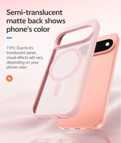 FNTCASE for 11 Pro XL Case, Fit for Magsafe, Screen Protector Light Pink | Translucent Matte Magnetic Back, 14FT Military Grade Drop Protection, Shockproof Protective Phone Cover, Light Pink - 4
