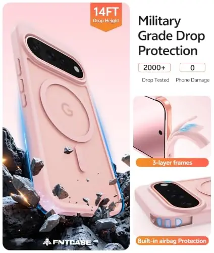 FNTCASE for 11 Pro XL Case, Fit for Magsafe, Screen Protector Light Pink | Translucent Matte Magnetic Back, 14FT Military Grade Drop Protection, Shockproof Protective Phone Cover, Light Pink - 5