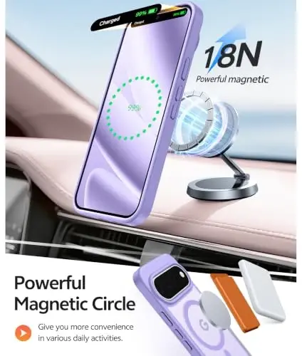 FNTCASE for 11 Pro XL Case, Fit for Magsafe, Screen Protector Light Purple | Translucent Matte Magnetic Back, 14FT Military Grade Drop Protection, Shockproof Protective Phone Cover, Light Purple - 2