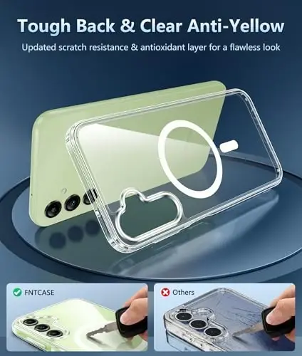 FNTCASE for Galaxy A14-5G Phone Case: Clear Magnetic Military Grade Drop Protection Anti Yellowing for Samsung Galaxy A14-5G Cases - Rugged Shockproof Protective Bumper Transparent Cover(Clear) - 4