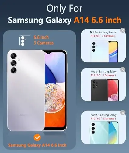 FNTCASE for Galaxy A14-5G Phone Case: for Samsung Galaxy A14-5G Clear Case Military Grade Drop Protection Anti Yellowing Cell Phone Cover - Rugged Shockproof Protective Transparent Cases (Black) - 2