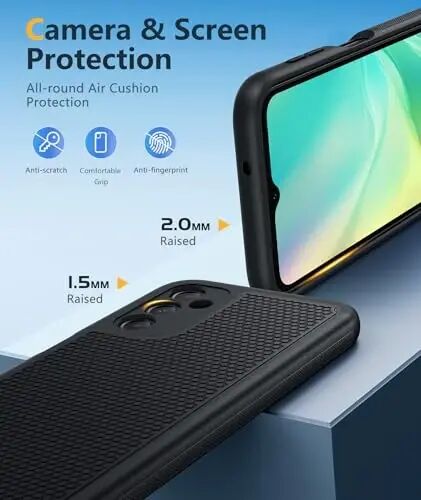 FNTCASE for Samsung Galaxy A14-5G Phone Case: Compatible with MagSafe | With Screen Protector, Dual Layer Shockproof Drop Protection, Non Slip Matte Textured Protective Magnetic Cover, Black 