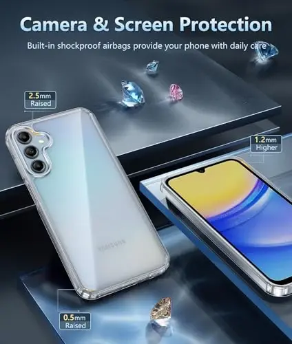 FNTCASE for Galaxy A15-5G Phone Case: for Samsung Galaxy A15-5G Clear Case Military Grade Drop Protection Anti Yellowing Cell Phone Cover - Rugged Shockproof Protective Transparent Cases (Clear) - 3