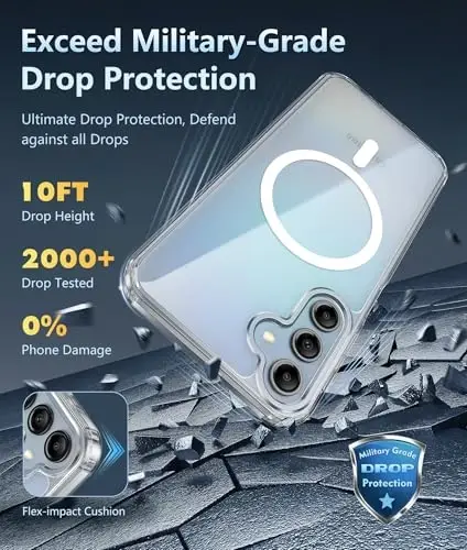 FNTCASE for Galaxy A15-5G Phone Case: Clear Magnetic Military Grade Drop Protection Anti Yellowing for Samsung Galaxy A15-5G Cases - Rugged Shockproof Protective Bumper Transparent Cover(Clear) - 5