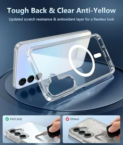 FNTCASE for Galaxy A15-5G Phone Case: Clear Magnetic Military Grade Drop Protection Anti Yellowing for Samsung Galaxy A15-5G Cases - Rugged Shockproof Protective Bumper Transparent Cover(Clear) - 3