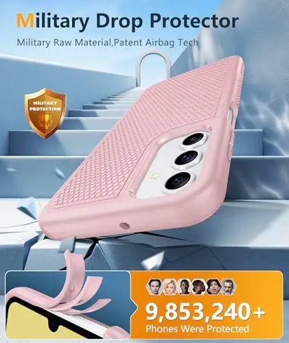 FNTCASE for Galaxy A15-5G Phone Case - Samsung A15 5G Military Grade Drop Protection, 14ft Drop Tested, Screen Protector Included, Anti-Slip Matte Textured, TPU+PC Dual Layer Shockproof Cover (Pink) - 4