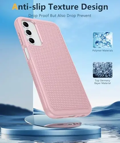 FNTCASE for Galaxy A15-5G Phone Case - Samsung A15 5G Military Grade Drop Protection, 14ft Drop Tested, Screen Protector Included, Anti-Slip Matte Textured, TPU+PC Dual Layer Shockproof Cover (Pink) - 5