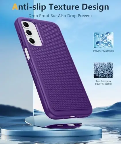 FNTCASE for Galaxy A15-5G Phone Case - Samsung A15 5G Military Grade Drop Protection, 14ft Drop Tested, Screen Protector Included, Anti-Slip Matte Textured, TPU+PC Dual Layer Shockproof Cover (Purple) - 5