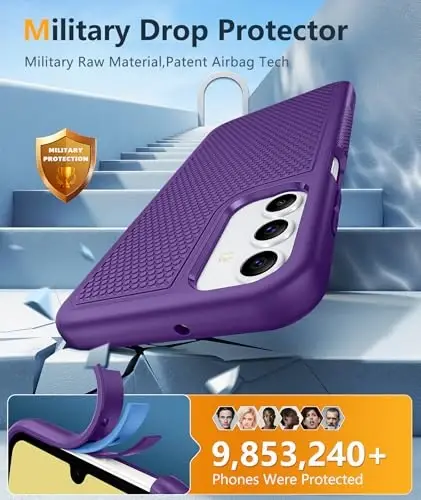 FNTCASE for Galaxy A15-5G Phone Case - Samsung A15 5G Military Grade Drop Protection, 14ft Drop Tested, Screen Protector Included, Anti-Slip Matte Textured, TPU+PC Dual Layer Shockproof Cover (Purple) - 4