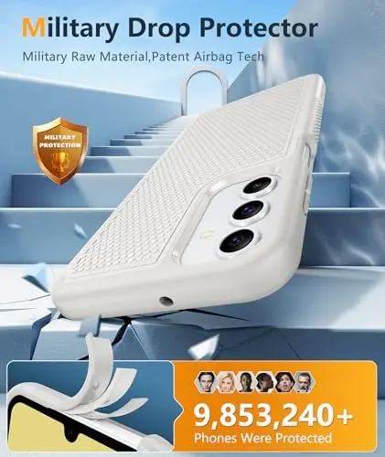 FNTCASE for Galaxy A15-5G Phone Case - Samsung A15 5G Military Grade Drop Protection, 14ft Drop Tested, Screen Protector Included, Anti-Slip Textured, TPU+PC Dual Layer Shockproof Cover (Off-White) - 4