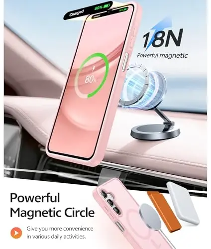 FNTCASE for Galaxy A15 5G Telefon G‘ilofi: [Magsafe bilan mos keladi] [Ekran Himoyachisi] Samsung A15 G‘ilofi uchun Mat Shaffof Harbiy Darajadagi Himoya - Och Pushti - 3