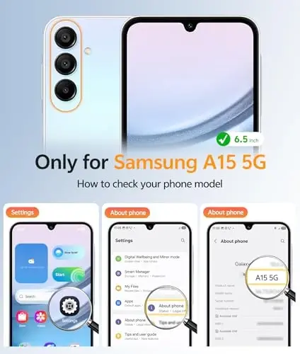 FNTCASE for Galaxy A15 5G Telefon G‘ilofi: [Magsafe bilan mos keladi] [Ekran Himoyachisi] Samsung A15 uchun Mat Shaffof Harbiy Darajadagi Himoya Qopqog‘i - Och Ko‘k - 2