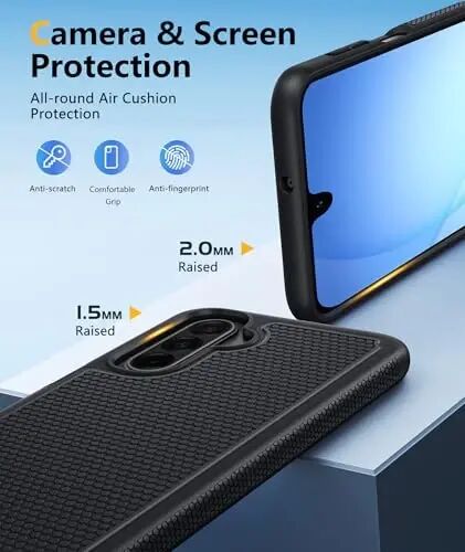 FNTCASE for Galaxy A17/16 5G Phone Case - Samsung A17 Magnetic Cover [Fit for Magsafe] with Screen Protector, Anti-Slip Textured, TPU+PC Dual Layer Shockproof, Military Grade Drop Protection (Black) 