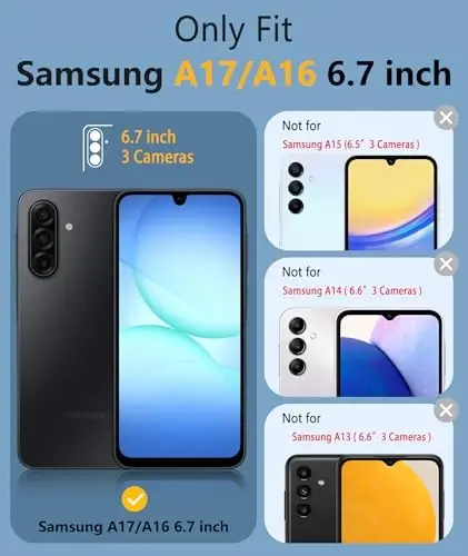 FNTCASE for Galaxy A17/16 5G Phone Case - Samsung A17 Magnetic Cover [Fit for Magsafe] with Screen Protector, Anti-Slip Textured, TPU+PC Dual Layer Shockproof, Military Grade Drop Protection (Black) - 2