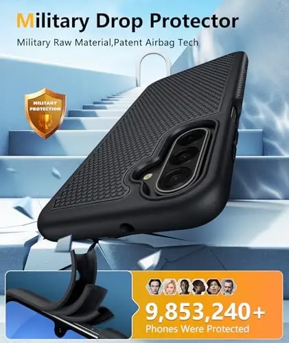 FNTCASE for Galaxy A17/16 5G Phone Case - Samsung A17 Magnetic Cover [Fit for Magsafe] with Screen Protector, Anti-Slip Textured, TPU+PC Dual Layer Shockproof, Military Grade Drop Protection (Black) - 5