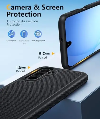 FNTCASE for Galaxy A17/16 5G Phone Case - Samsung A17 Magnetic Cover [Fit for Magsafe] with Screen Protector, Anti-Slip Textured, TPU+PC Dual Layer Shockproof, Military Grade Drop Protection (Black) - 6