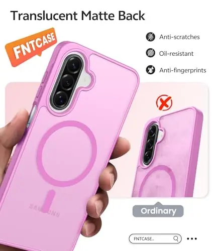 FNTCASE for Galaxy A17/A16 5G Phone Case: for Samsung A17 Cases [Compatible with Magsafe] [Screen Protector] Matte Translucent Military Grade Protection for Samsung A 17 & A 16 4G Cover - Pink 