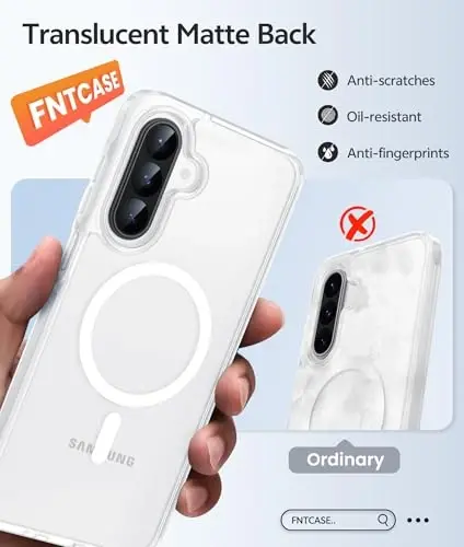 FNTCASE for Galaxy A17/A16 5G Phone Case: for Samsung A17 Cases [Compatible with Magsafe] [Screen Protector] Matte Translucent Military Grade Protection for Samsung A 17 & A 16 4G Cover - White - 1