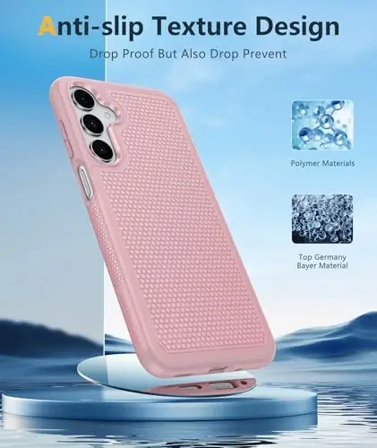 FNTCASE for Galaxy A17/A16 5G Phone Case - Samsung A17 Military Grade Drop Protection, 14ft Drop Tested, Screen Protector Included, Anti-Slip Matte Textured, TPU+PC Dual Layer Shockproof Cover (Pink) - 5