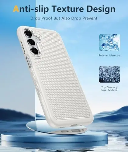 FNTCASE for Galaxy A17/A16 5G Phone Case - Samsung A17 Military Grade Drop Protection, 14ft Drop Tested, Screen Protector Included, Anti-Slip Textured, TPU+PC Dual Layer Shockproof Cover (Off-White) - 6