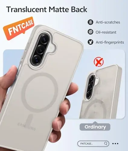 FNTCASE for Galaxy A17/A16 5G Telefon G‘ilofi: Samsung A17 G‘iloflari uchun [Magsafe bilan mos keladi] [Ekran himoyachisi] Mat Shaffof Harbiy Darajadagi Himoya Samsung A 17 va A 16 4G Qopqog‘i - Oqish rang 