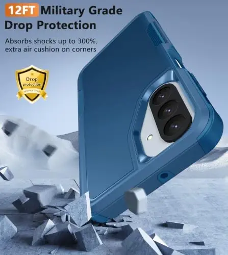 FNTCASE for Galaxy A26-5G Phone Case: Samsung A26 5G Dual Layer Shockproof Protective Cell Phone Cover with Screen Protector, Military Grade Drop Protection - 6.7 inch (Matte Blue) - 4