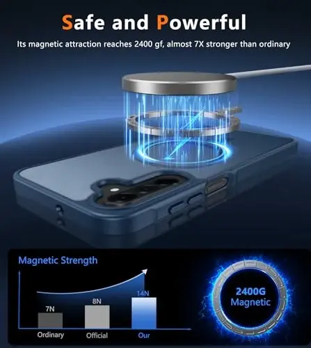 FNTCASE for Galaxy A26 5G Telefon G‘ilof Magnetik Mat Shaffof Harbiy Darajadagi Tomchidan Himoya Uyali Telefon Qopqog'i - Yupqa Mustahkam Chidamli Zarbaga chidamli Himoya Samsung A26 G'iloflari uchun - Ko'k - 3