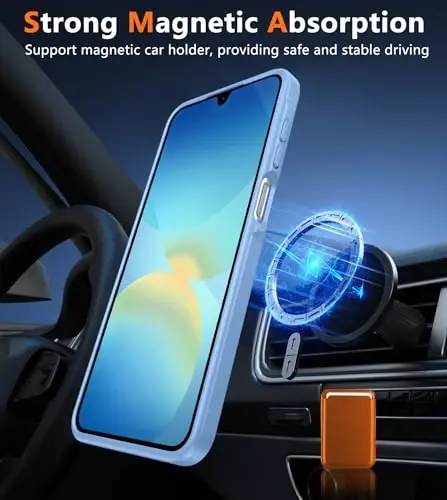 FNTCASE for Galaxy A26 5G Telefon G‘ilofi: Magnitli Mat Yarim Shaffof Harbiy Darajadagi Tushishdan Himoya Qiluvchi Uyali Aloqa Telefon Qopqog'i - Yupqa Mustahkam Bardoshli Zarbga Qarshi Himoya Samsung A26 G'iloflari uchun - Och Ko'k - 4