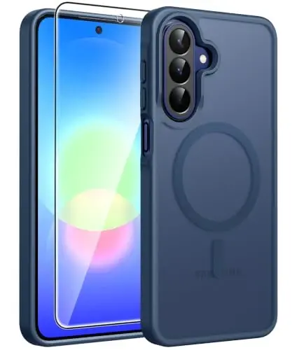 FNTCASE for Galaxy A27 5G Telefon G‘ilofi: Samsung A27 G‘iloflari uchun [Magsafe bilan mos keladi] [Ekran himoyasi] Harbiy darajadagi tushishdan himoya, Shaffof mat orqa tomon, Yupqa zarbaga chidamli himoya qoplami - Ko‘k 