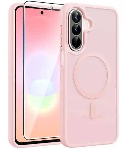 FNTCASE for Galaxy A27 5G Telefon G‘ilofi: Samsung A27 G‘iloflari uchun [Magsafe uchun mos keladi] [Ekran Himoyachisi] Harbiy darajadagi tushishdan himoya qilish, yarim shaffof mat Orqa tomon, yupqa zarbaga chidamli himoya qopqog'i - Och pushti - 1
