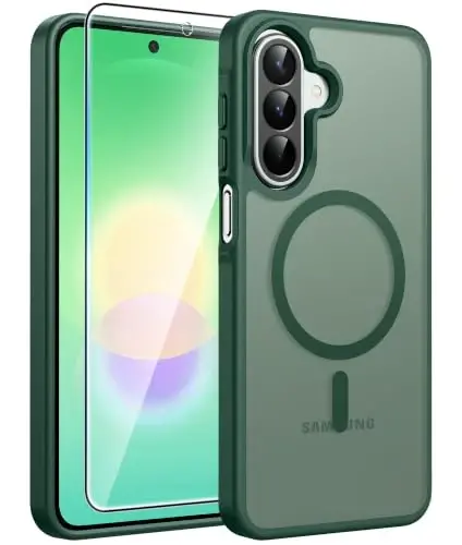 FNTCASE for Galaxy A27 5G Telefon Gʻilofi: Samsung A27 Gʻiloflari uchun [Magsafe uchun mos keladi] [Ekran Himoyachisi] Harbiy darajadagi tushishdan himoya qilish, Yarim shaffof mat Orqa tomon, Yupqa zarbaga chidamli himoya qopqogʻi - Yashil 