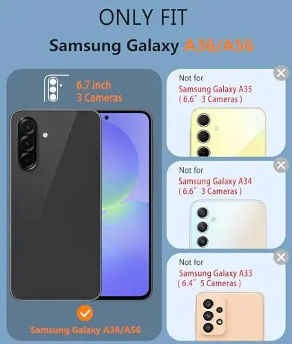 FNTCASE for Galaxy A36-5G Phone Case - A56-5G Military Grade Drop Protection, 14ft Drop Tested, Screen Protector Included, Anti-Slip Matte Textured, TPU+PC Dual Layer Shockproof Cover (Light Purple) - 2