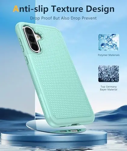 FNTCASE for Galaxy A36-5G Phone Case - A56-5G Military Grade Drop Protection, 14ft Drop Tested, Screen Protector Included, Anti-Slip Matte Textured, TPU+PC Dual Layer Shockproof Cover (Mint Green) - 5