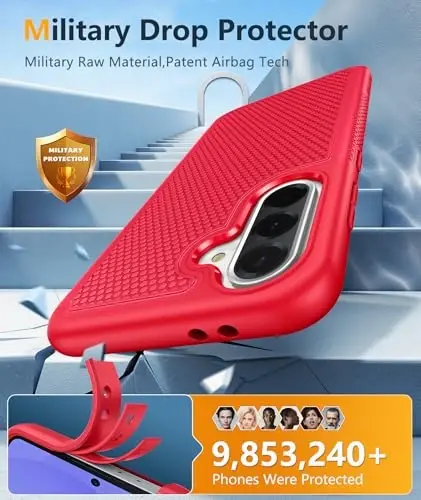 FNTCASE for Galaxy A36-5G Phone Case - A56-5G Military Grade Drop Protection, 14ft Drop Tested, Screen Protector Included, Anti-Slip Matte Textured, TPU+PC Dual Layer Shockproof Cover (Red) - 4